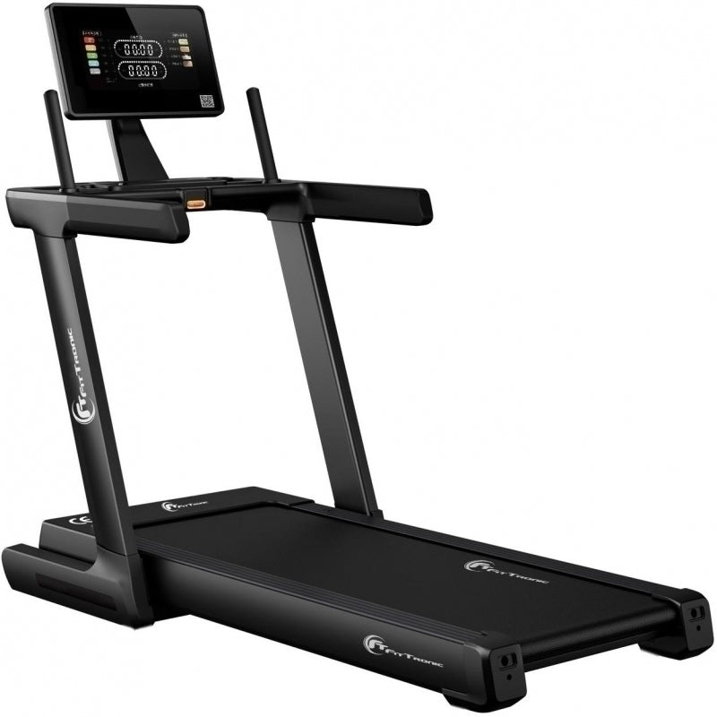 Banda de alergare electrica FitTronic Delta 9000, 4 moduri de amortizare, Motor de 5.0 CP, Inclinatie auto 25%, Viteza pana la 22 km/h, Latime mare banda 55cm, Greutate suportata 150 kg,  Ecran rotativ, Aplicatii BesyFit, Kinomap, Zwift