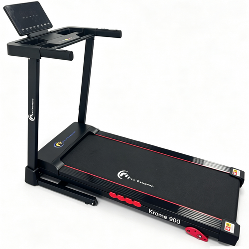 Banda de alergare electrica FitTronic Krome 900, Motor 2.5 CP, Inclinare manuala in 3 trepte, ecran LED cu 12 programe si greutate maxima 120 kg, Pliabila