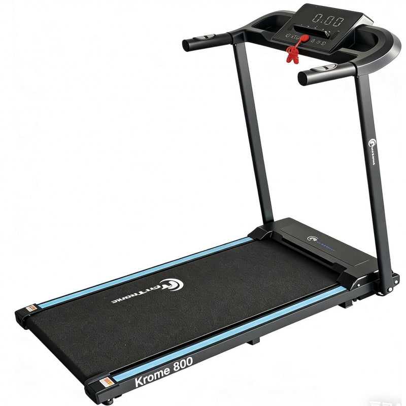 Banda de alergare FitTronic Krome 800, motor 2 CP, viteza maxima 10 km/h, greutate suportata 100 kg, 12 programe de antrenament