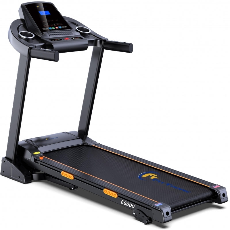 Banda de Alergat Electrica FitTronic EVO 6000, Motor Puternic 3.0 CP, Suprafata Mare de Alergare 44 x120 cm, Inclinatie in 3 trepte, Amortizare Premium cu 4 Perne de Silicon, Suport 120 kg, Display LCD 5 inch, Pliabila