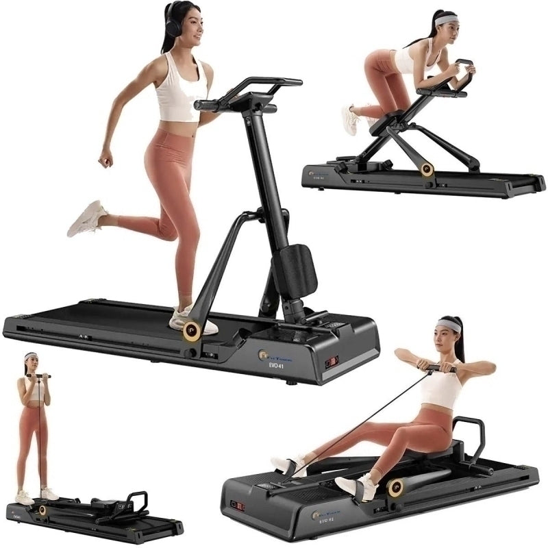 Banda de alergat revolutionara FitTronic EVO Complete Training 4 in 1, Antrenament complet: Alergare, Vaslit, Abdomen si Power Station. 4 aparate in 1. Echipament de cardio si forta. Motor 3 CP