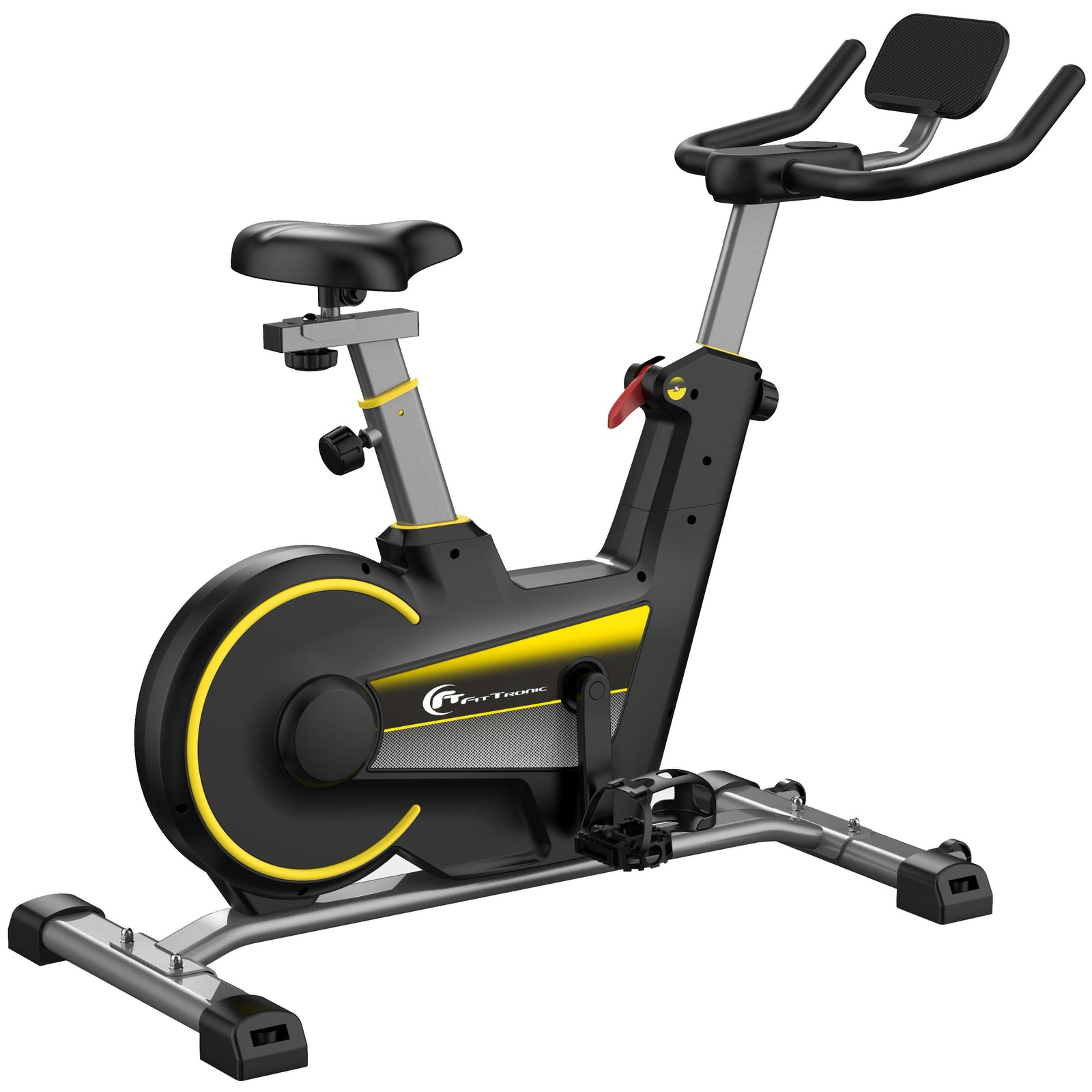 Bicicleta indoor-cycling FitTronic Krome 7, afisaj electronic, volanta 12 kg, design modern si robust