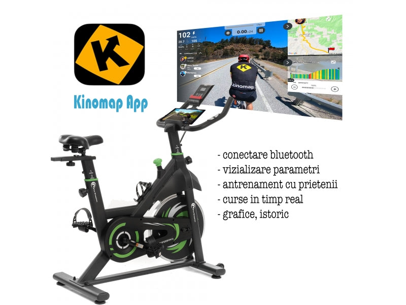 Bicicleta indoor cycling FitTronic SB2000, Kinomap, Zwift