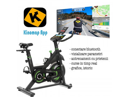 Bicicleta indoor cycling FitTronic SB2000, Kinomap, Zwift