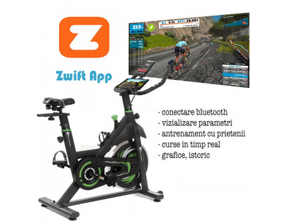 Bicicleta indoor cycling FitTronic SB2000, Kinomap, Zwift