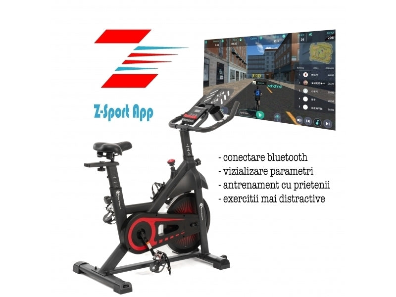 Bicicleta indoor cycling FitTronic SB8000, Kinomap, Zwift,