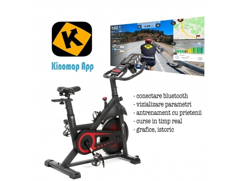 Bicicleta indoor cycling FitTronic SB8000, Kinomap, Zwift,