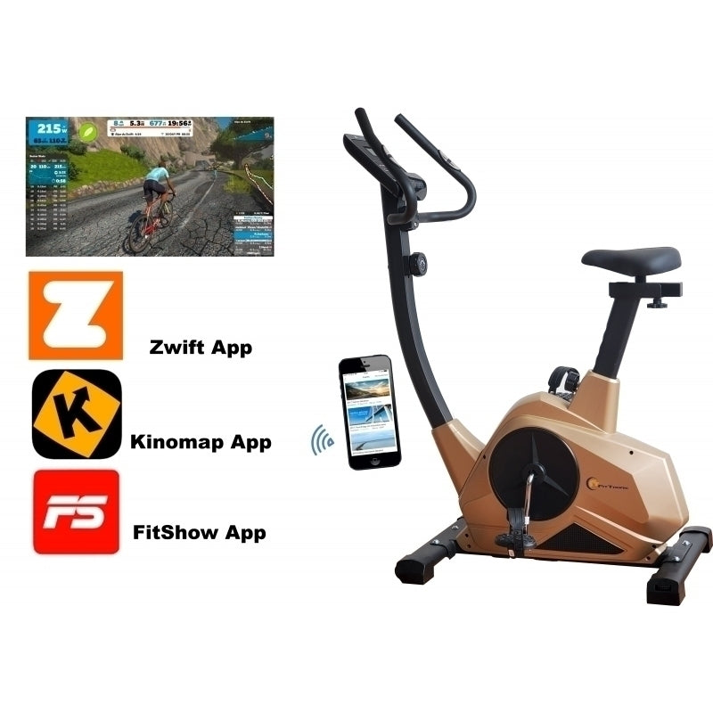 Bicicleta magnetica FitTronic 601B Gold - Apps Zwift, Kinomap