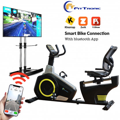 Bicicleta magnetica orizontala FitTronic 609R, Apps Zwift