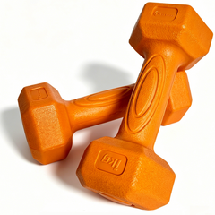 Set gantere hexagonale FitTronic DH2x1, 2 x 1 kg, fitness, aerobic, pilates, prindere confortabila, culoare portocaliu