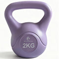 Gantera kettlebell FitTronic DK2, 2 kg, fitness, pilates, crossfit, recuperare, forma clopot, maner antiderapant, rezistenta la apa, culoare mov-lila