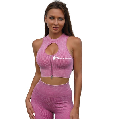 Set costum fitness FitTronic Y330 pink, marimea S