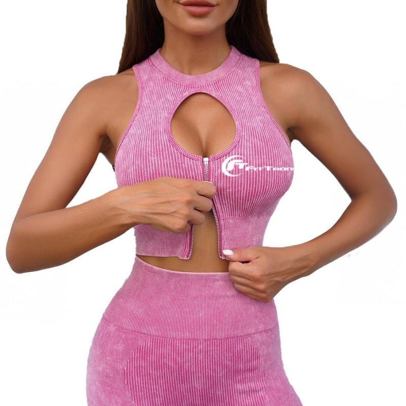 Set costum fitness FitTronic Y330 pink, marimea S