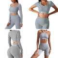Set costum fitness FitTronic Y400 gray, 6 piese, Pantalon scurt