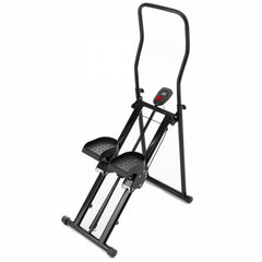 Stepper FitTronic Stair Climber Krome S600, Stepper vertical din otel, greutate maxima 120 kg, ghidon reglabil pe 3 niveluri si monitor digital cardio